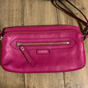 Coach leather wallet w/strap